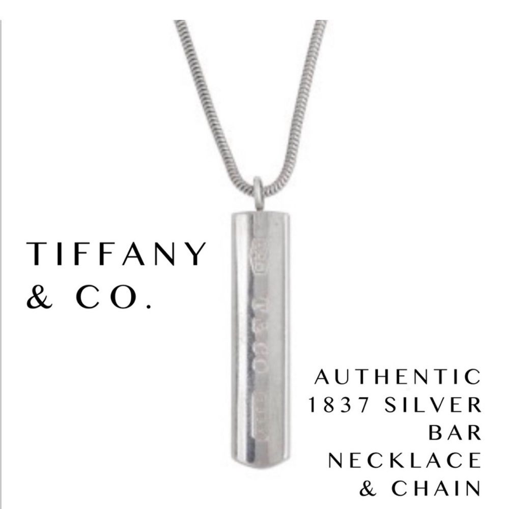 Tiffany & Co. 1837 sterling silver bar necklace & chain